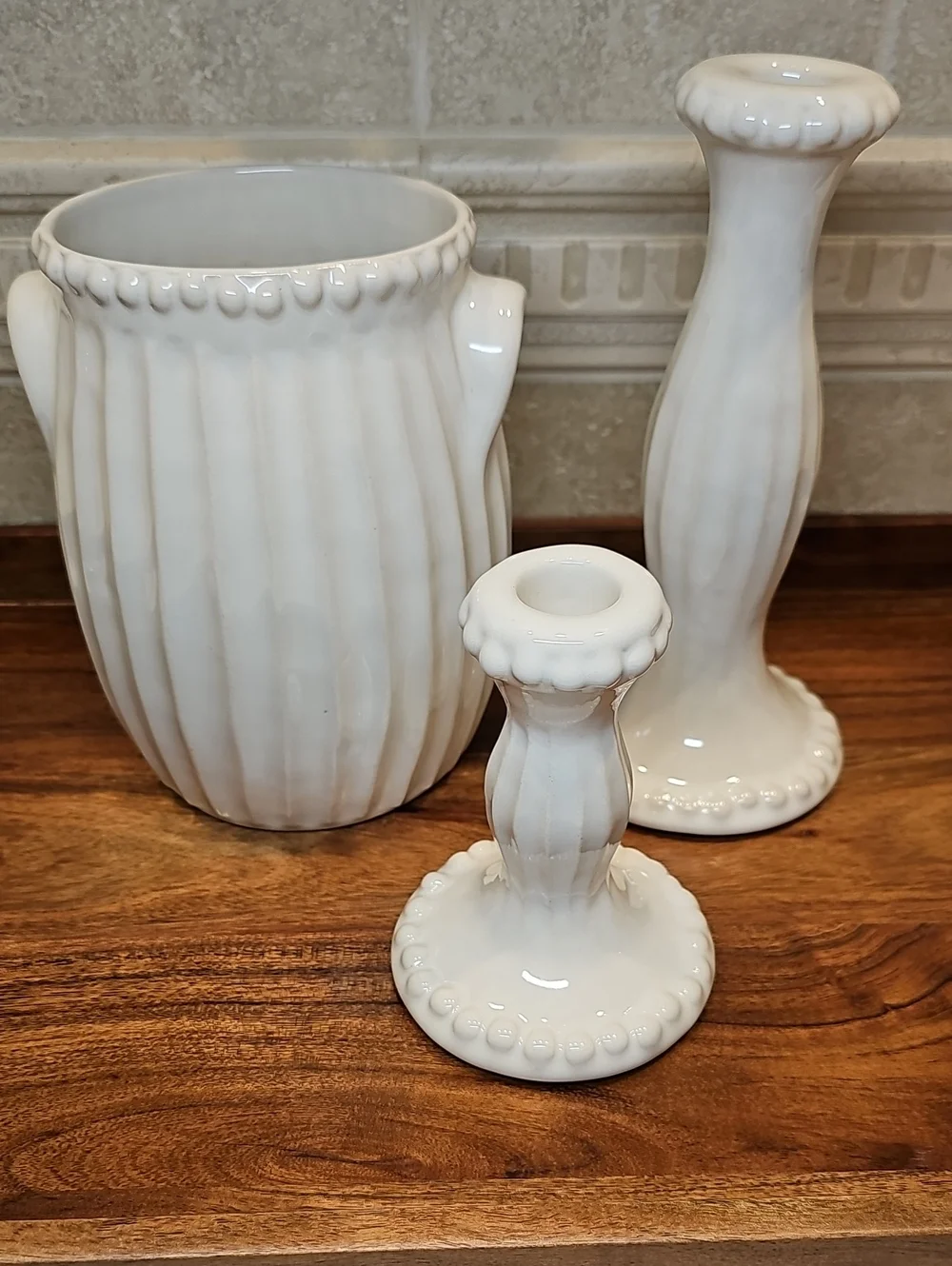 Tall Beaded Ceramic Candle Holder By Threshold